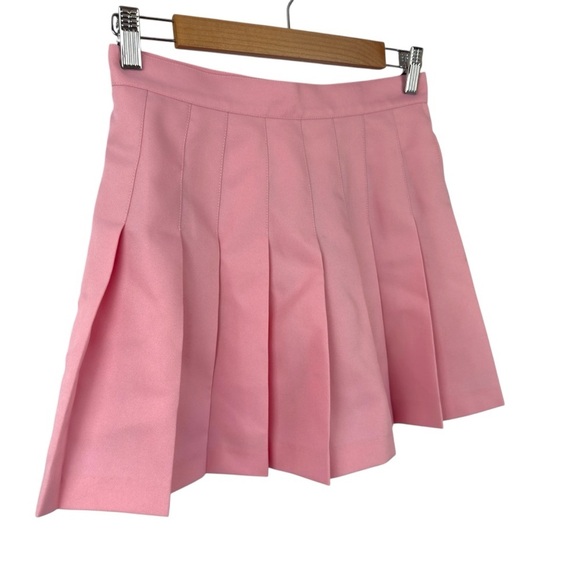 American Apparel Gabardine High-Waist Pleated Tennis Skirt Pink Size Small - Picture 3 of 16